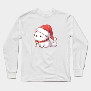 Cute Christmas White Kitty Long Sleeve T-Shirt